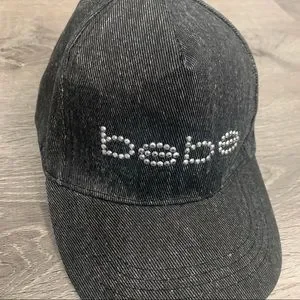 BEBE Sport Rhinestone Logo Baseball Hat/OS/NWT Cap Black Washed Denim Fabric NWOT Bebe Rhinestones Logo Blue Washed Denim | Mercari main image 3